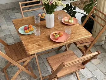 میز و صندلی تاشو چهار نفره